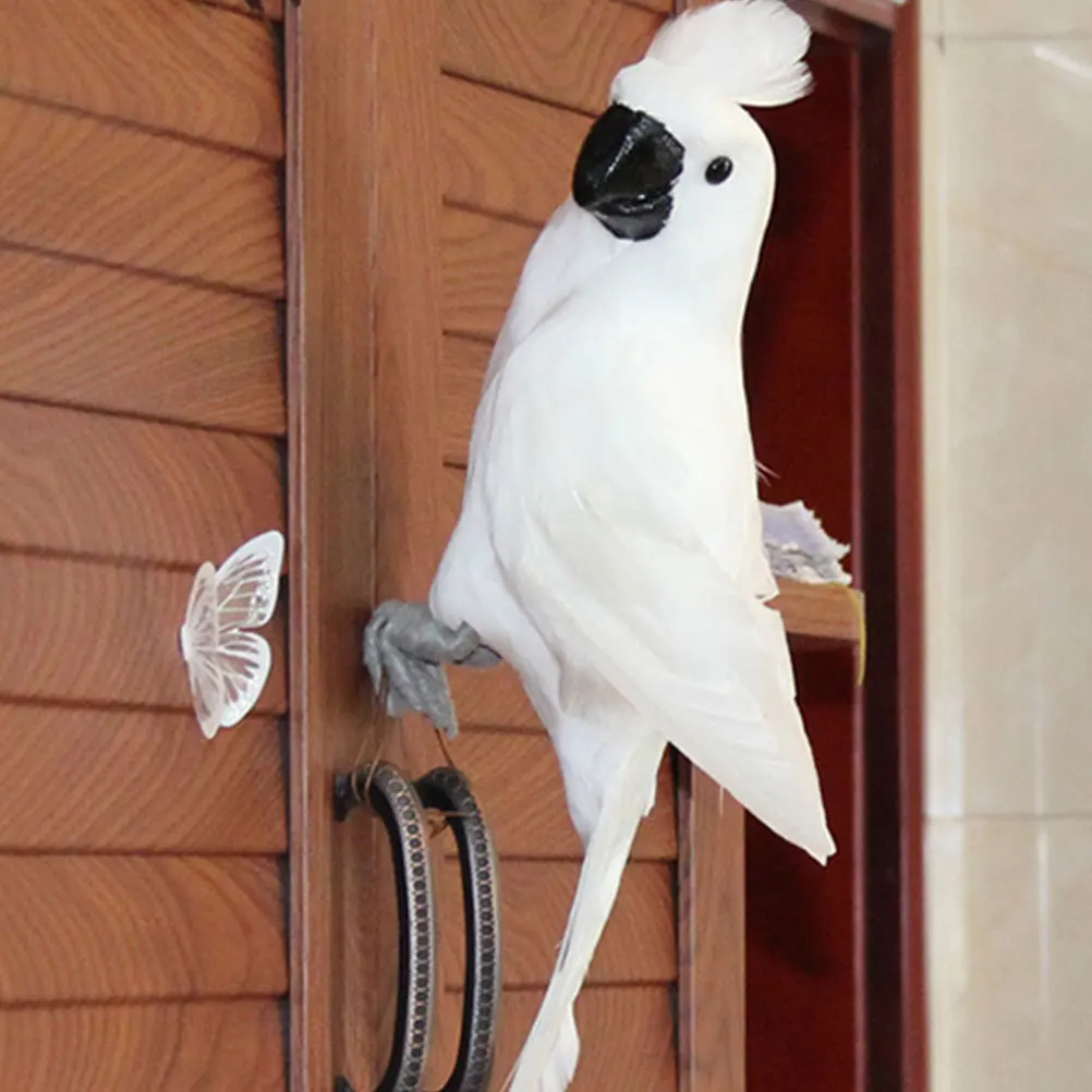 

45Cm White Artificial Parrot Simulated Birds Ornament For Home Office Garden Lawn Bird Adorable Adornment Fake Craft