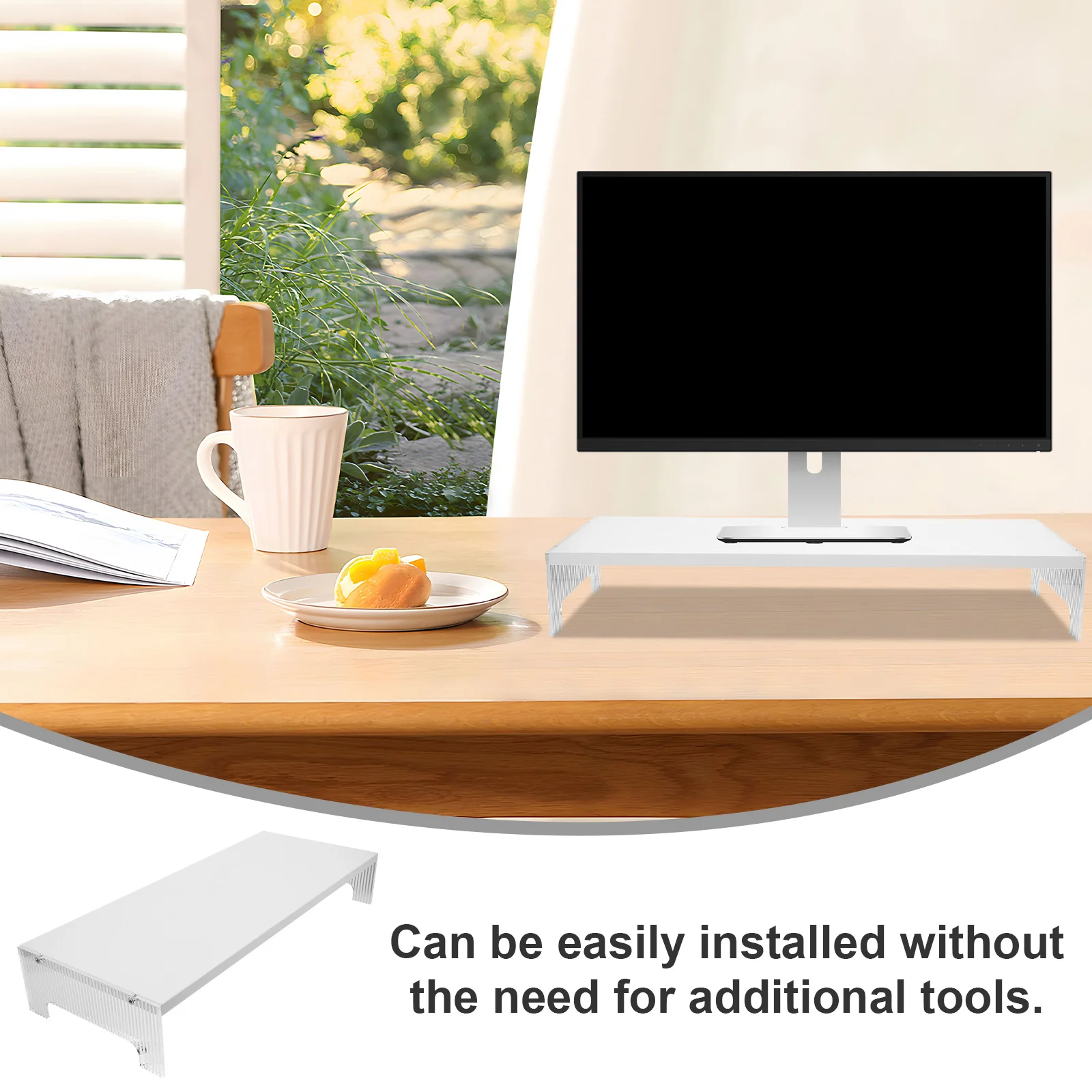 شاشة الكمبيوتر الناهض الاكريليك مصعد الكمبيوتر المحمول للمكتب توفير مساحة مكتب المنزل استخدام حامل شاشة لمكتب حامل الكمبيوتر المحمول #2