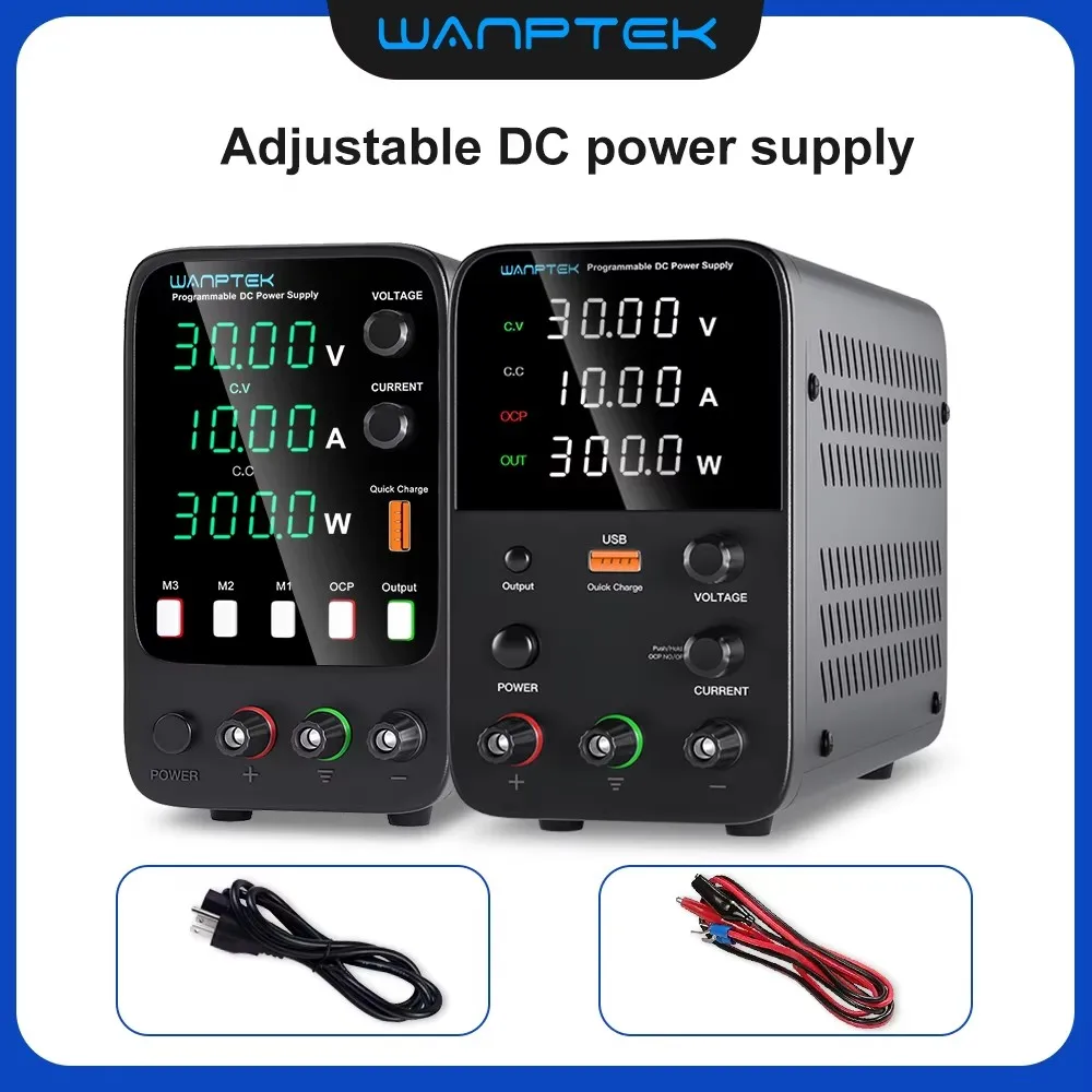 

Лабораторный источник питания Wanptek, 30 В, 10 А, регулируемый ток напряжения с быстрой зарядкой через USB для лабораторного источника питания постоянного тока 110 В