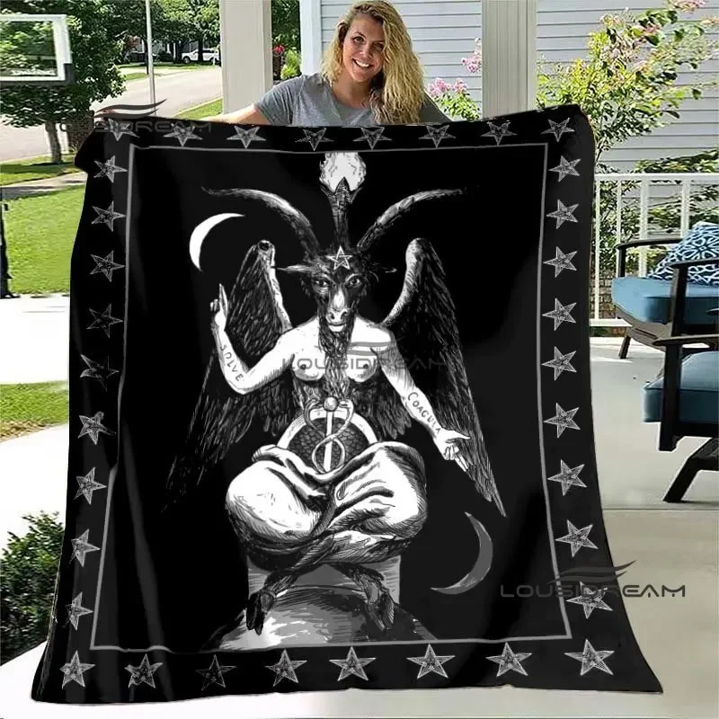 Devil Satan Blanket Goat Baphomet Lucifer Pagan Sacrifice Throw Blanket Halloween Bedroom Sofa Travel Camping Warm Blanket