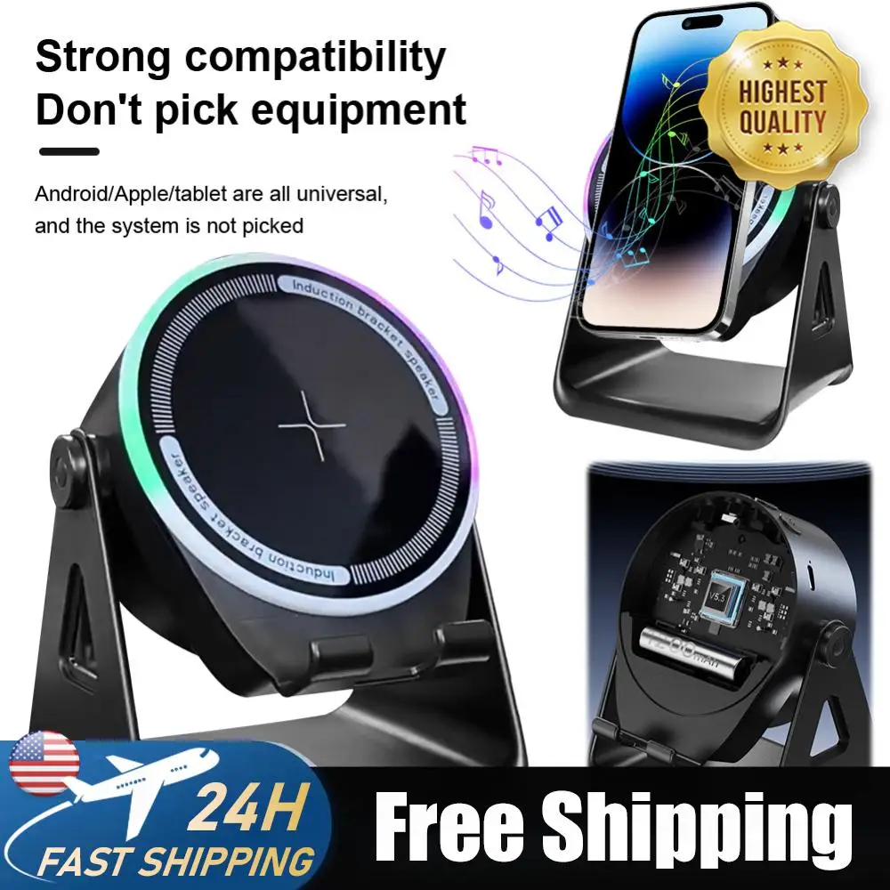 Suporte para Celular com Caixa de Som Bluetooth, Som Estéreo 3 em 1, Suporte para Telefone Compatível com Bluetooth para Casa e Atividades ao Ar Livre