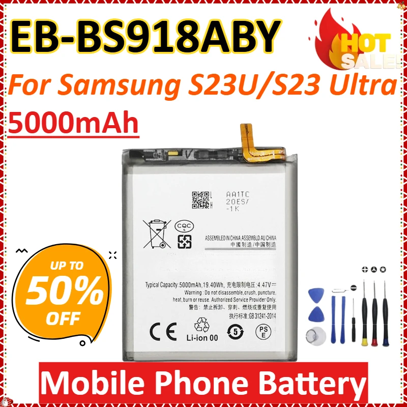 

EB-BS918ABY 5000mAh for Samsung S23U/S23 Ultra Newly upgraded Rechargeable High-Capacity Replacement Mobile Phone Battery+Tools