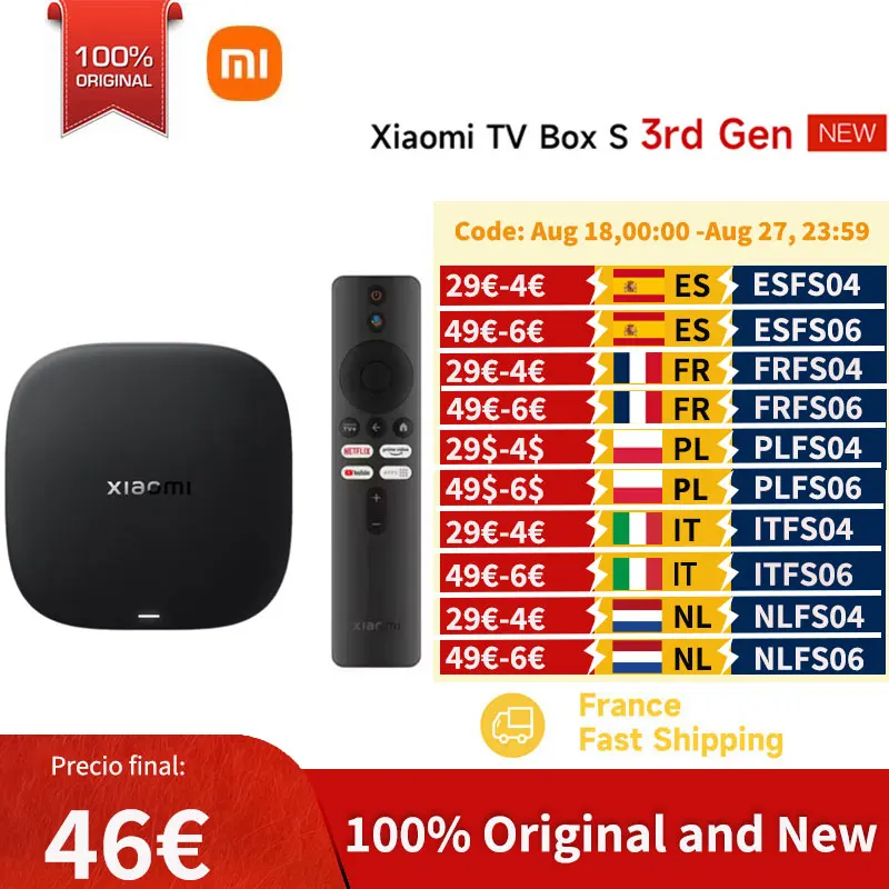 Versión Global Xiaomi TV Box S 3.a generación 4K Ultra HD 2G 32G Google TV Cast Netflix Smart TV Box reproductor multimedia Mi TV Box WiFi BT5.2