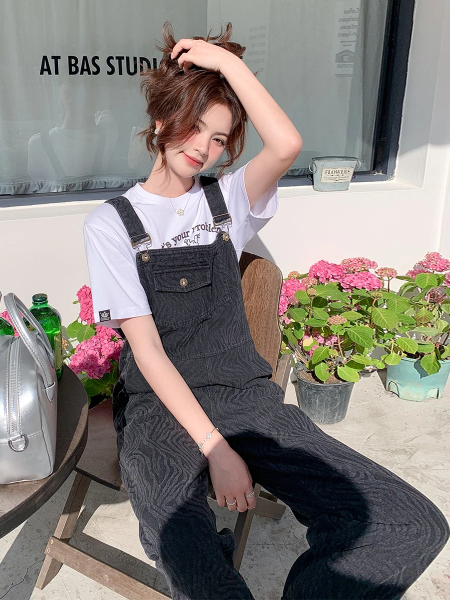 

Casual Slim Fit Thin Denim Overalls Women's Summer New Faion Nine Points Pll in One High Waist Long Pants Workwear