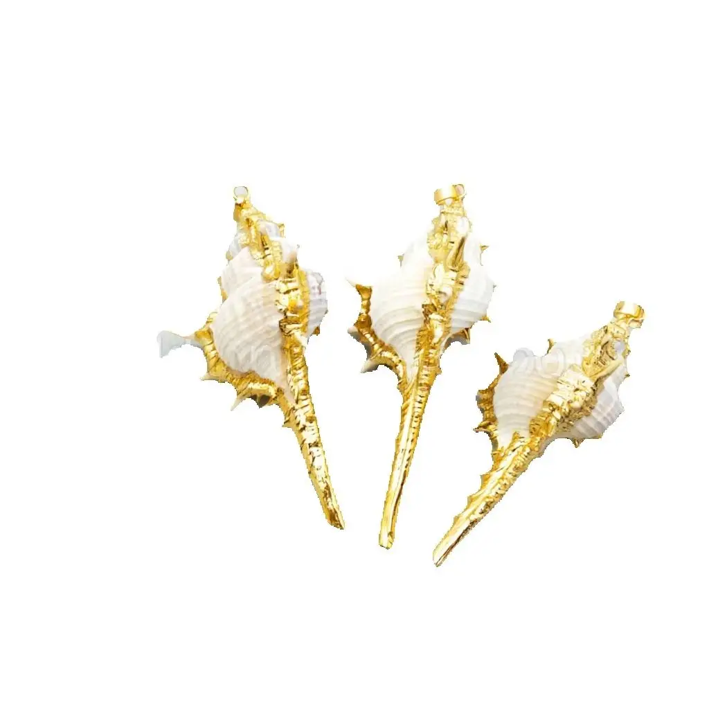 WT-JP023 Wholesale Fashion jewelry golden conch pendant , hot sales genuine sea shell trumpet with gold color pendant for women