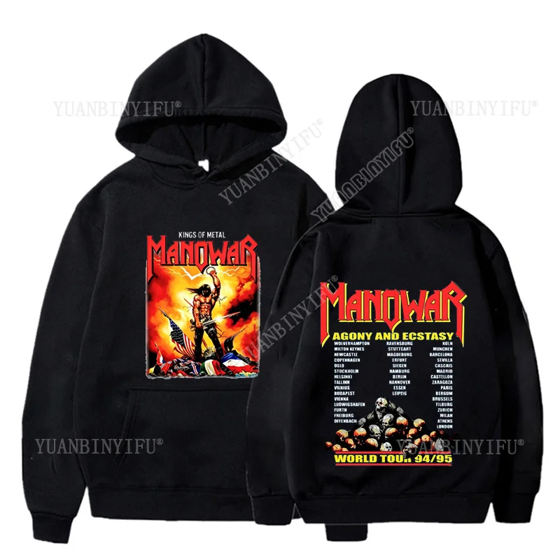 

Harajuku Manowar Heavy Metal Printing Streetwear Unisex Autumn and Winter Hoodies Sportswear Classic Versatile American Style