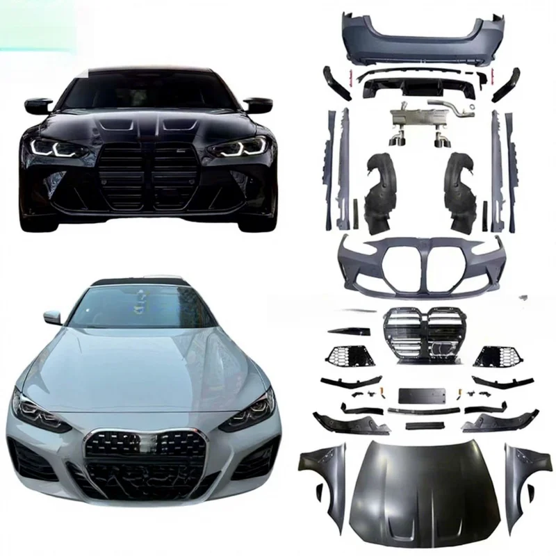 High Quality Old To New M4 1:1 Wide Body Kit Fit For BMW 4 Series G22 Front Rear Bumper Bonnet Exhaust Mud Flaps Custom Upgrade