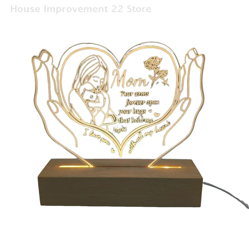 To My Mom Creative Led Night Light สําหรับตกแต่งห้องพักหน้าแรก Nightlight Birthday Party Decor ของขวัญปรับสามสี Light