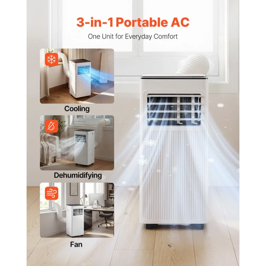 Portable Air Conditioner, 10000 BTU ASHRAE 6000 BTU SACC 3-in-1 Standing Cooling Ac Unit, with LED Touch Panel Remote Control,