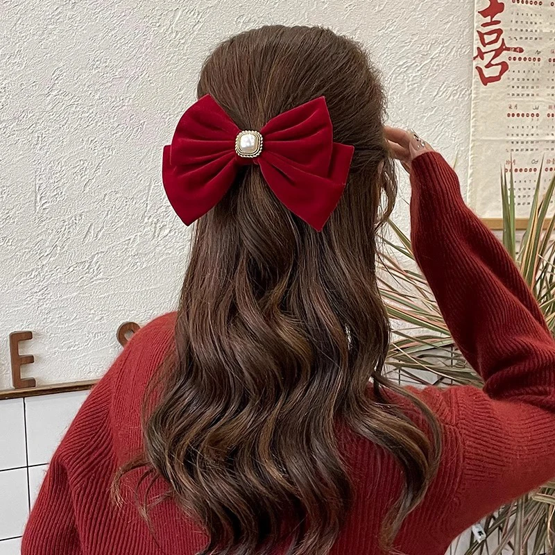 Big Bow Hairpins Large Bow Retro Solid Color High Quatity Hair Grips Bow Women Sweet Girl Ladies Fashion Hair Accessories Hot