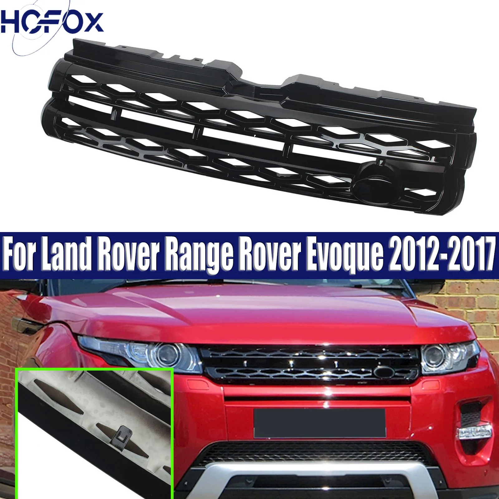 

For Land Rover Range Rover Evoque 2012-2017 Car Front Bumper Upper Mesh Grille Facelift Replacement Grill