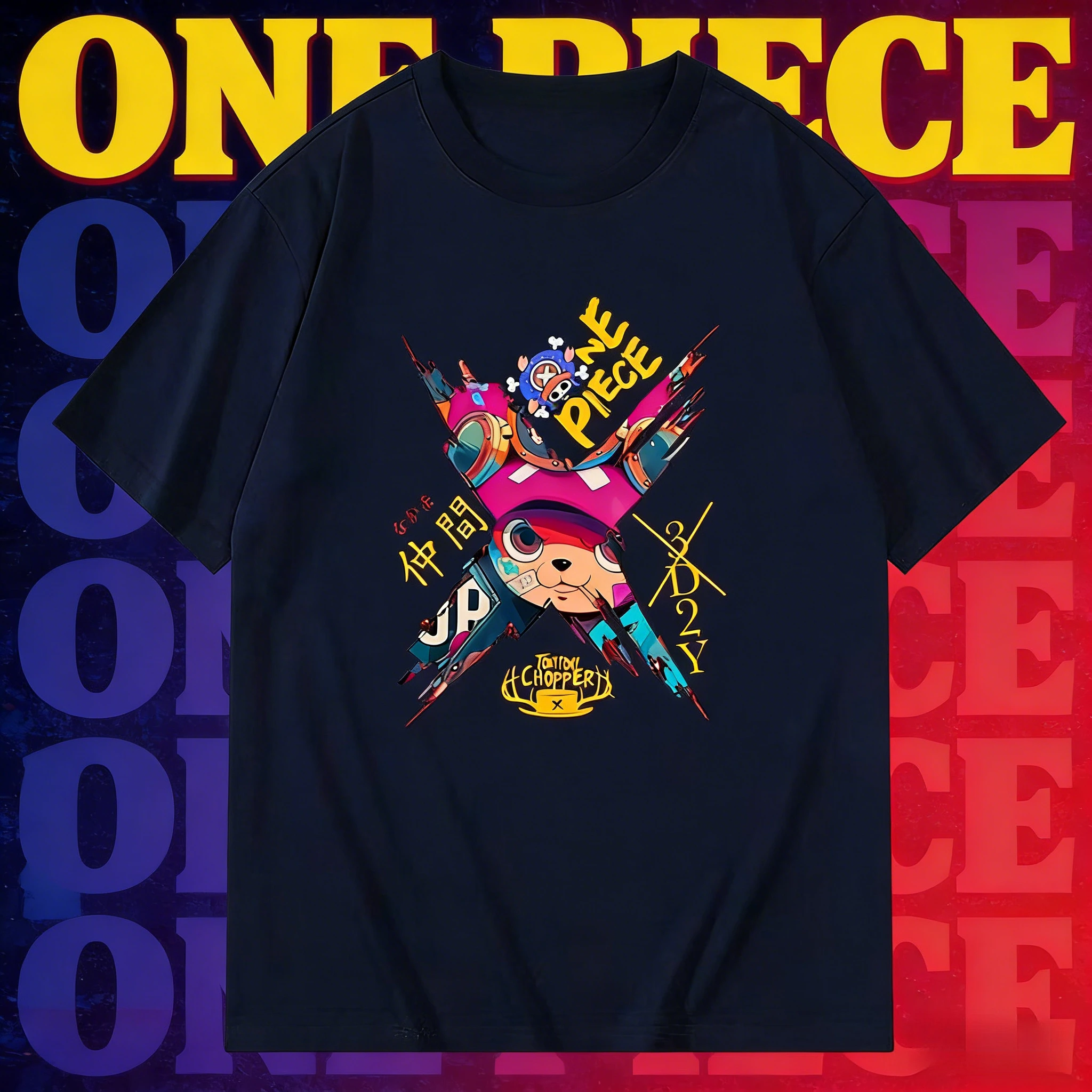 

2026 Summer One Piece Tony Tony Chopper 3D2Y 3D Printed T-Shirt, Retro Cotton Oversized Short Sleeve Tee for Adult Kids Y2k