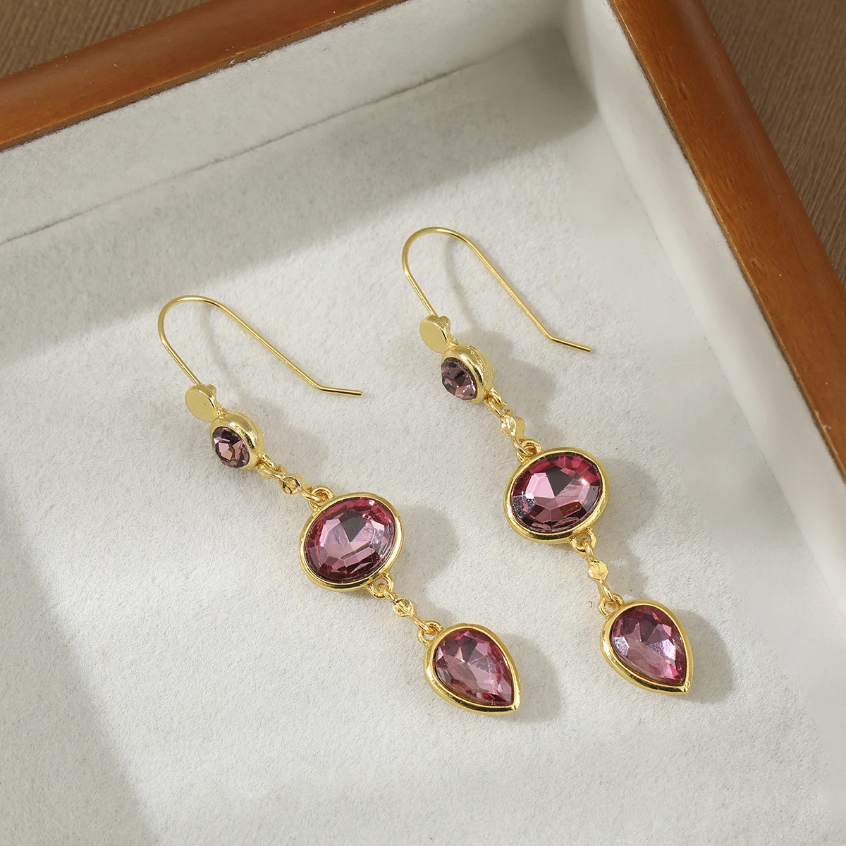 Bohemian Three-Layer Drop Artificial Gemstone Long Pendant Women's Earrings, Suitable for Formal Events or Dates