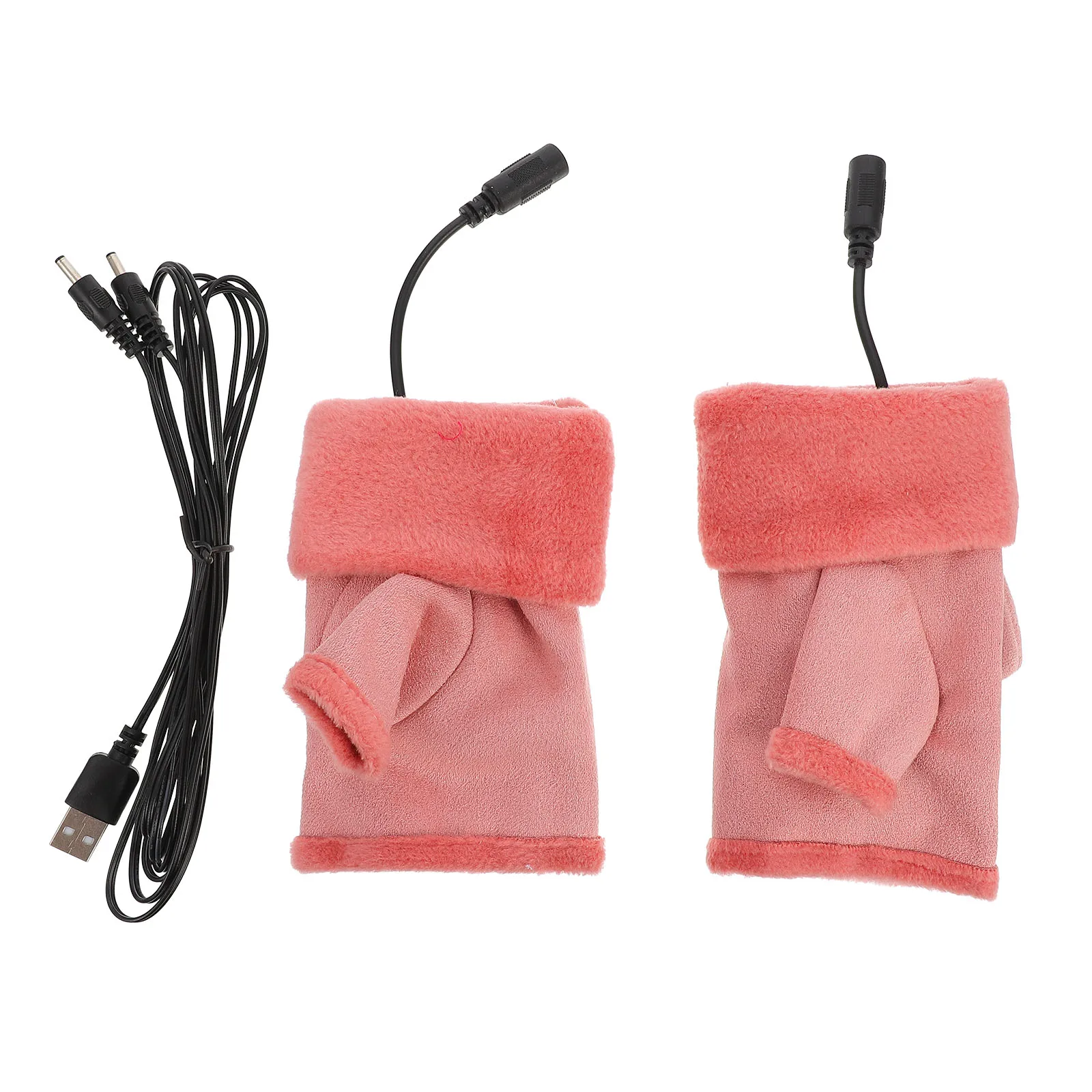 

USB Heated Charging Gloves Warm Knit Half finger Red 5V 1A Power Bank Winter Office Typing H Warmer Durable Mittens Gloves