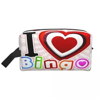 Custom I Love Bingo Travel Cosmetic Bag Women Makeup Toiletry Organizer Ladies Beauty Storage Dopp Kit