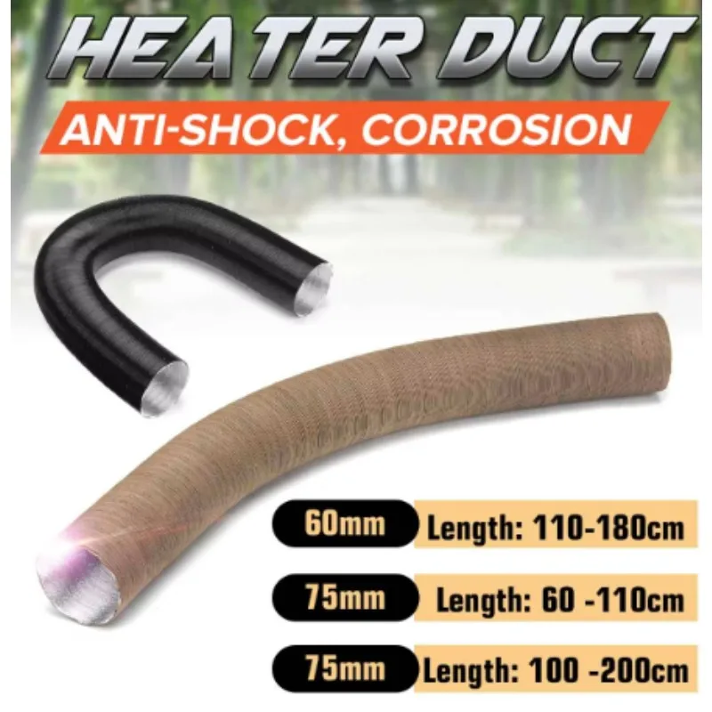 25/42/60/75mm Diameter 100-500cm Diesel Parking Heater Duct Ducting Pipe Hose Black For Webasto Eberspacher Heater Car Camper