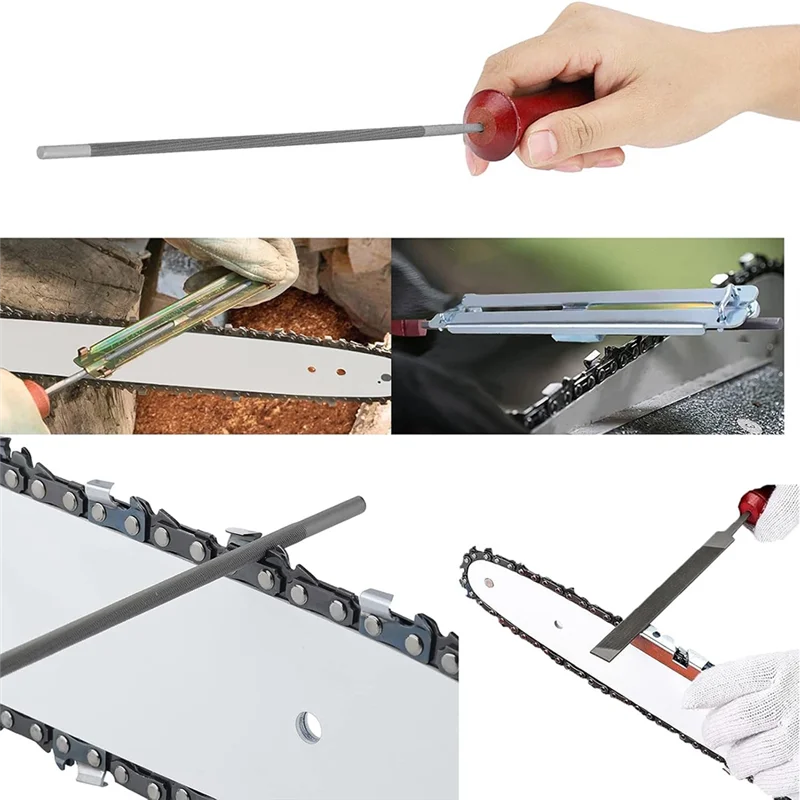 HLZS-14 Pack Chainsaw File Kit, Chainsaw Sharpener With Stump Vise Round Files, Complete Chain Sharpening Tool Set
