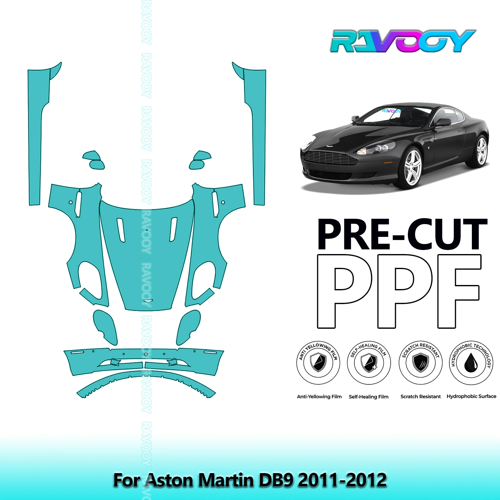

Front Kit+Rockers Clear Bra Precut PPF Paint Protection Film For Aston Martin DB9 2011-2012