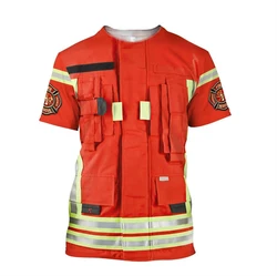 Cosplay Firefighting Clothing T Shirt Mens Women Funny 3D Print Short Sleeve Tops Casual T-shirt Vintage Tee Shirt Men Clothing