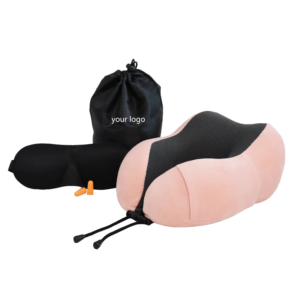 Custom Logo Foldable Adjustable Memory Foam Travel Neck Pillow Head Rest  Trading  For Airplane