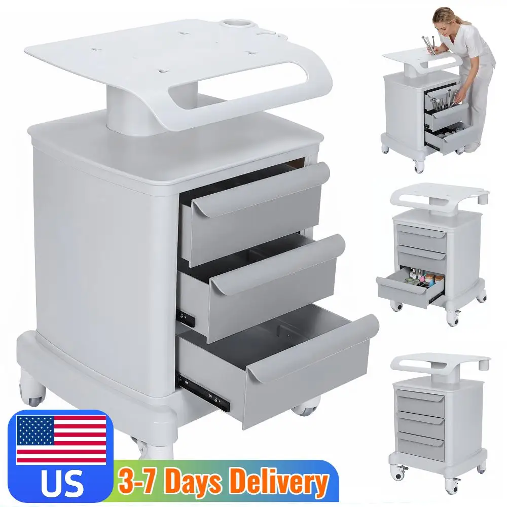 

Мобильная ультразвуковая тележка-органайзер на колесах с 3 ящиками для больниц, стоматологических клиник, салонов красоты