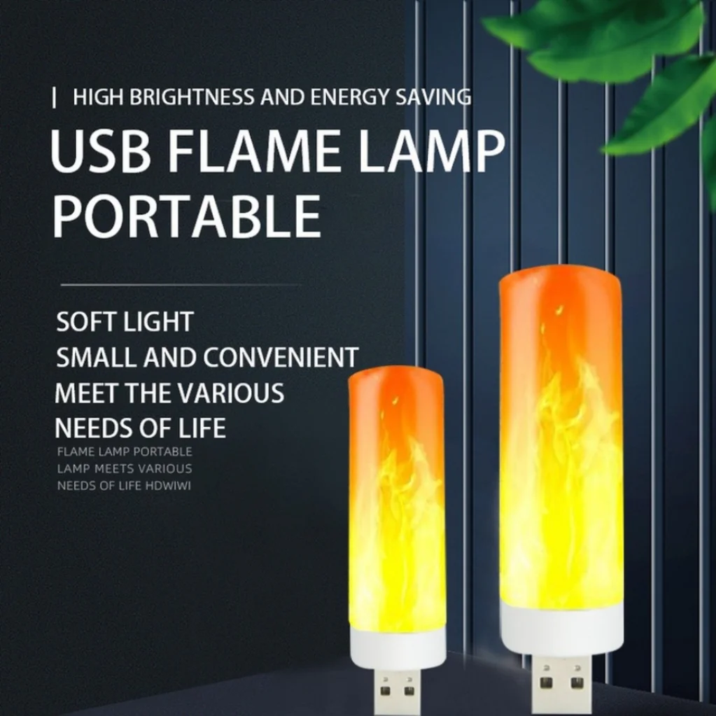 USB Flame Lamp Led Simulation Retro Atmosphere Lighting Flame light Effect Bulbs USB Plug Night Light for Computer Mobile Power