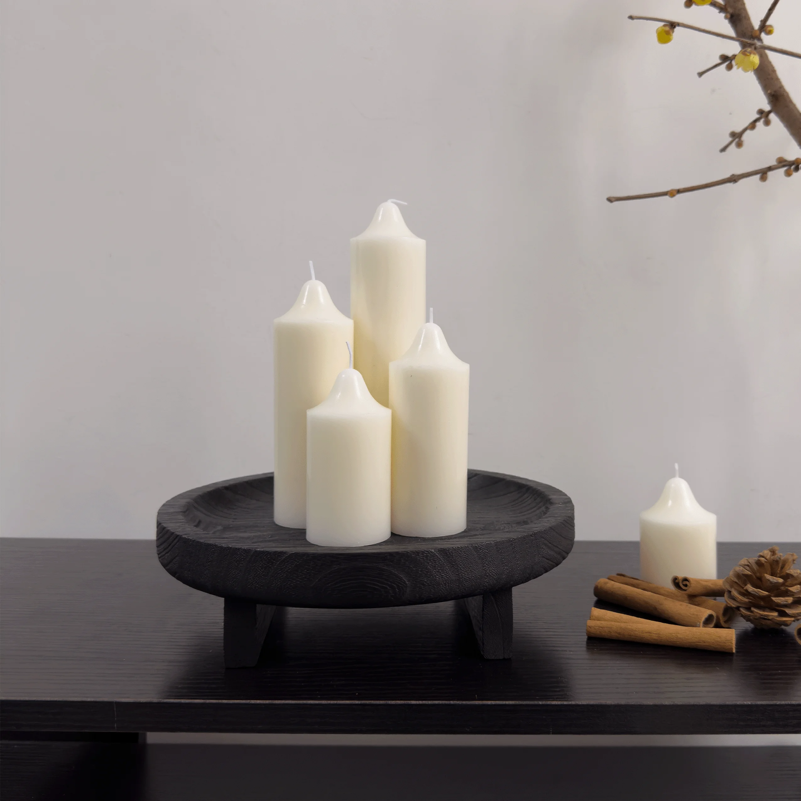 

Carbonized Black Wooden Fruit Tray, Aromatherapy Candle Tray, High-end Feeling Home Dried Fruit Tray, Homestay Wooden Tray Plate