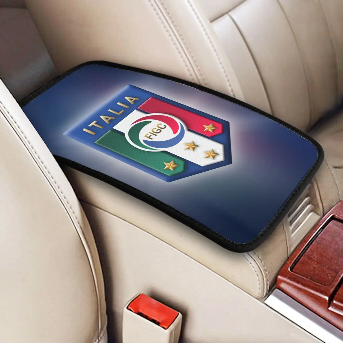 Custom Italia Figc Car Armrest Cover Soft Italyan Soccer Football Gift Center Console Pad Car Interior Cushion Storage Box Mat