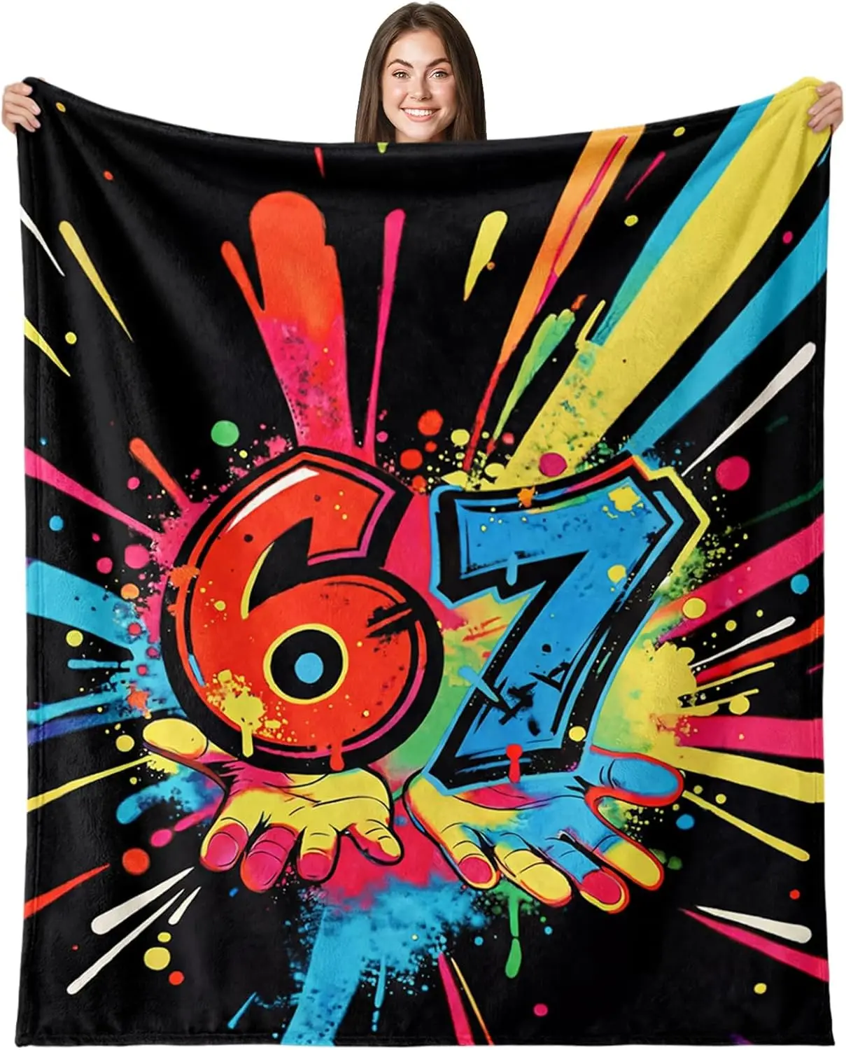 Hillsuren Six Seven Meme Blanket 50X60in – Funny 67 Trends Throws Blankets Adults, Cozy Flannel Meme, Softs Warm 6 7 For Couch,