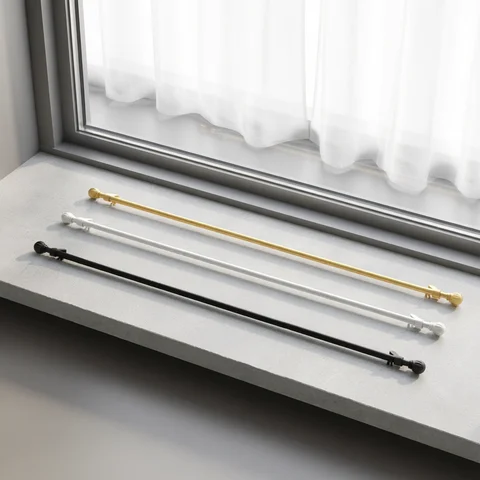 Universal Window Curtain Rod Set, 45inch - 147inch . Heavy-Duty Extension Pole, Suitable for Large Windows. Patchwork Design. Black, White, Gold, Silver.