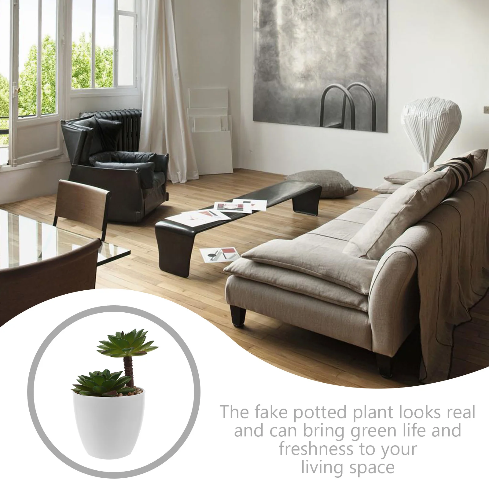 

Potted Artificial Succulents Decorative Plants for Living Room Garden Office Bookshelves Mini Faux Greenery Landscape Decor