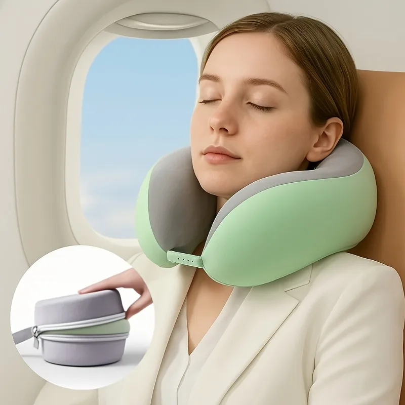 Nackenkissen aus Memory-Schaum, U-Form, ergonomische Unterstützung mit Aufbewahrungstasche, für Reisen, Büro, Flugzeug, leicht, tragbar, maschinenwaschbar