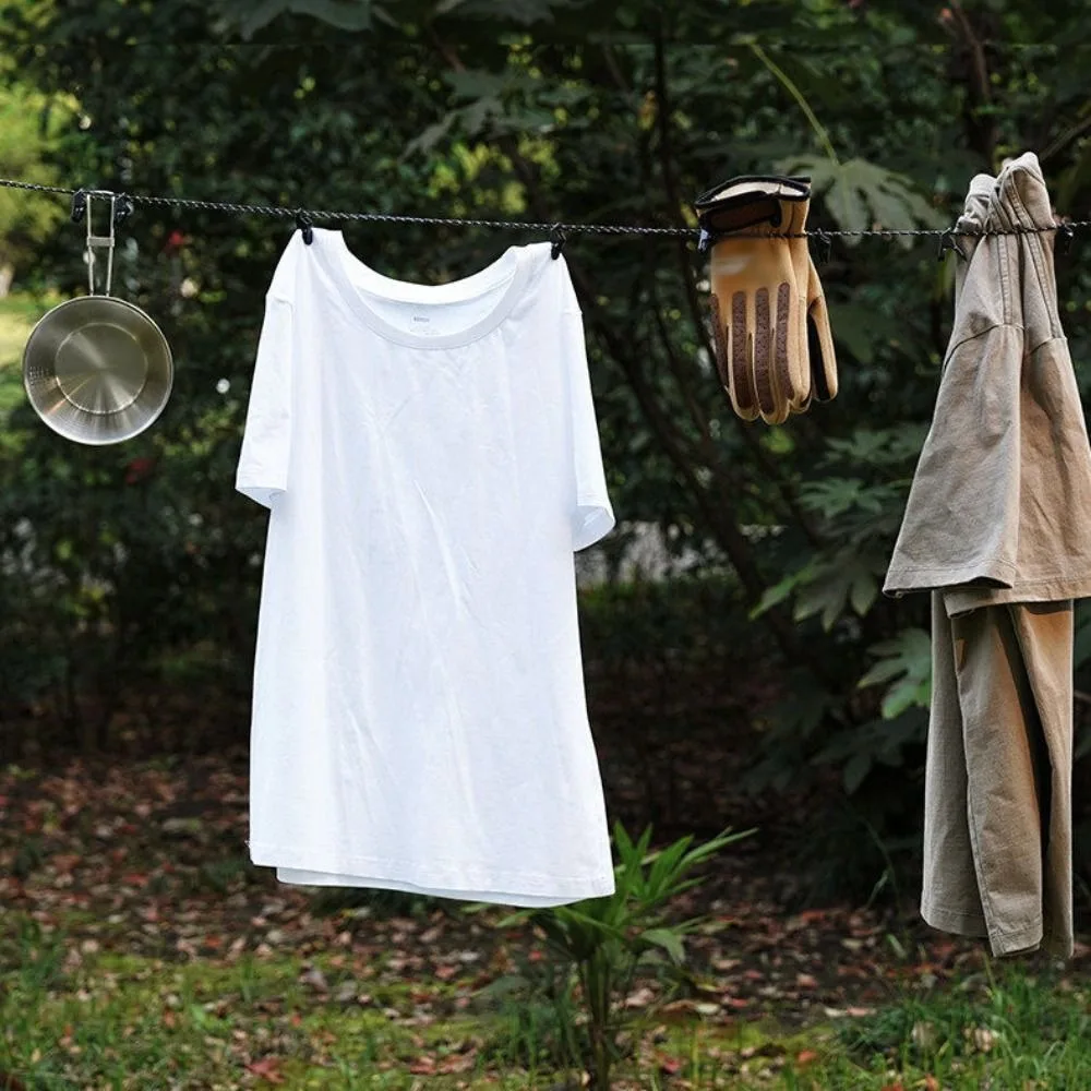16 Clips Camping Clothesline Portable with Storage Pouch Travel Clothesline High Load-bearing Capacity Adjust At Will