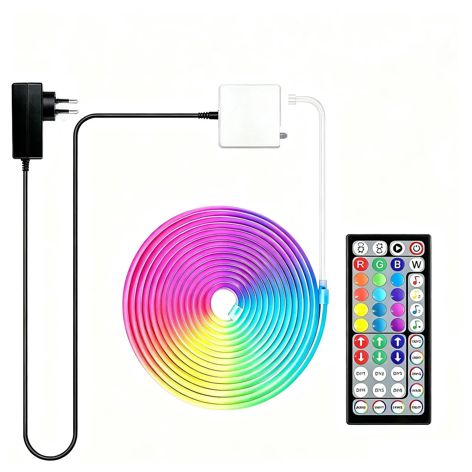 LED Neon Rope Lights with Remote Control Waterproof 15Meters RGB Neon Light LED Strip for Yard Bar Indoor Outdoor Office Gaming