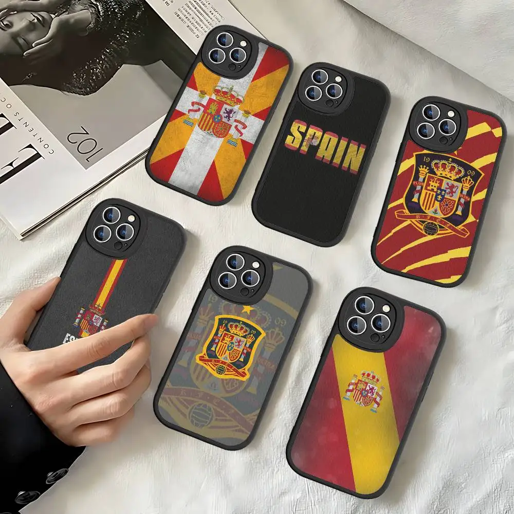 

Spain Flag Phone Case Hard Leather For IPhone 16 15 14 13 12 Mini 11 14 Pro Max Xs X Xr 7 8 Plus Fundas