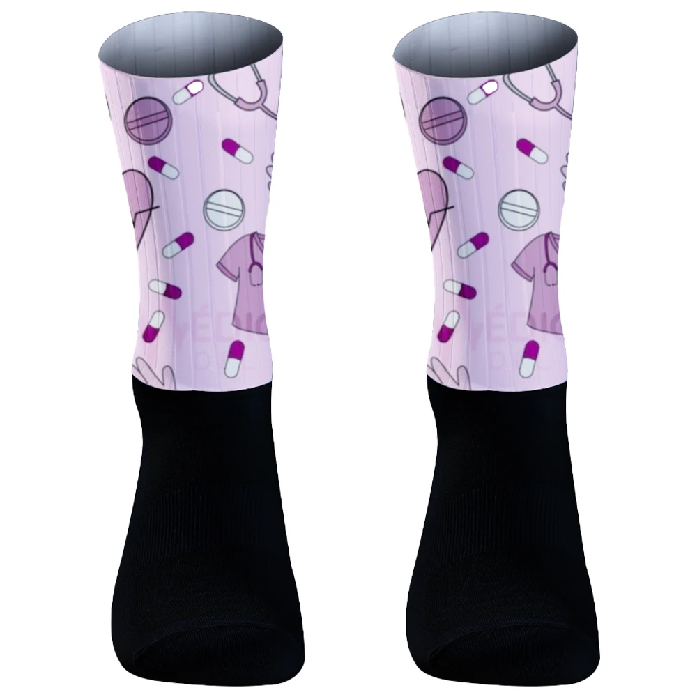 Chaussettes de compression de vélo respirantes, chaussettes de cyclisme professionnelles, sports de plein air, été, nouveau, 2024