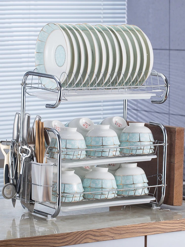 Kitchen Storage Rack Supplies Tableware Storage Box Plate Bowl Storage Rack Knife Rack Cupboard Dish Draining Bowl Rack Kitchen