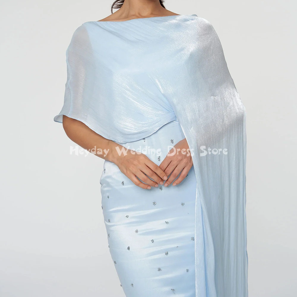 

Heyday Women's Customized Satin Straight Beaded Saudi Evening Dresses Sleeveless With Shawl Floor-Length Elegant Dresses 2025