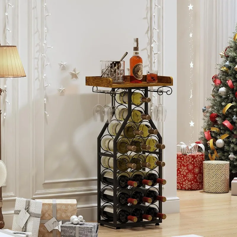 Modern Industrial Metal Wine Rack Bar Cabinet Freestanding Wine Glass Holder Storage Shelf Living Room Wine Rack Cabinet
