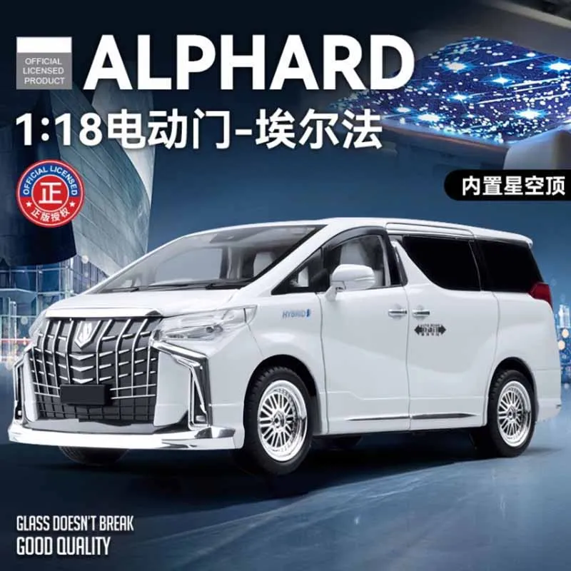 

Литая под давлением масштаб 1:18 TYT ALPHARD 2023, имитация сплава, модель автомобиля, статическая коллекция, украшенная праздничная подарочная игрушка