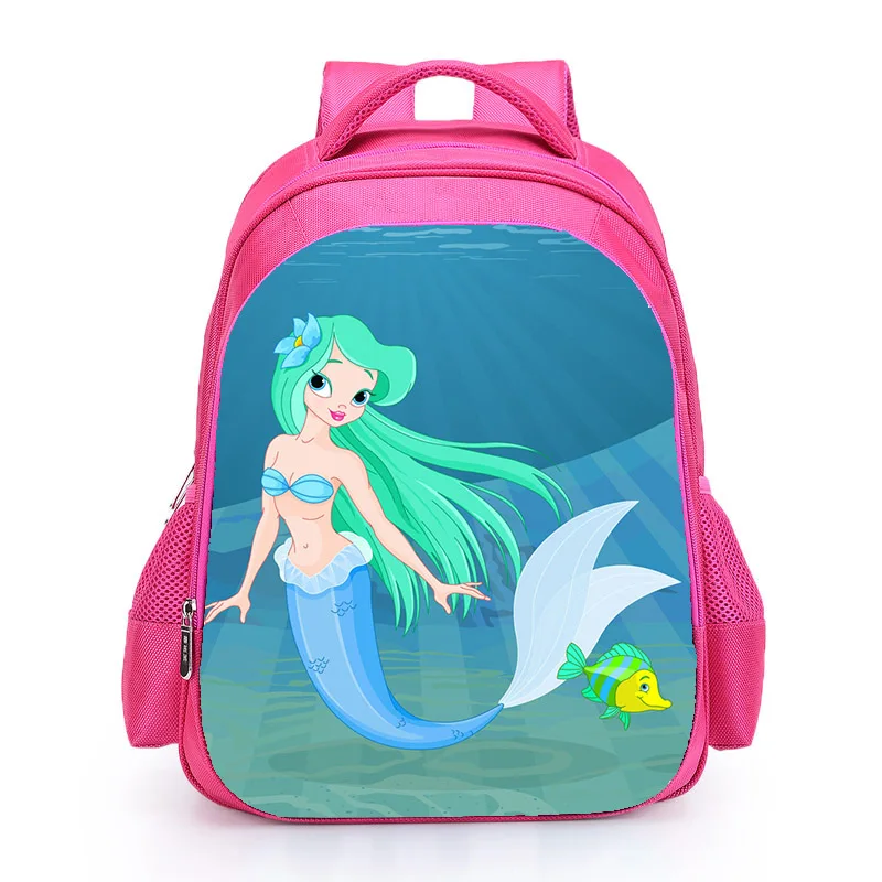 New Fashion Princess Backpack The Little Mermaid Ariel Girls Nylon Pink School Bags Kids Backpack Bag For Children Mochilas