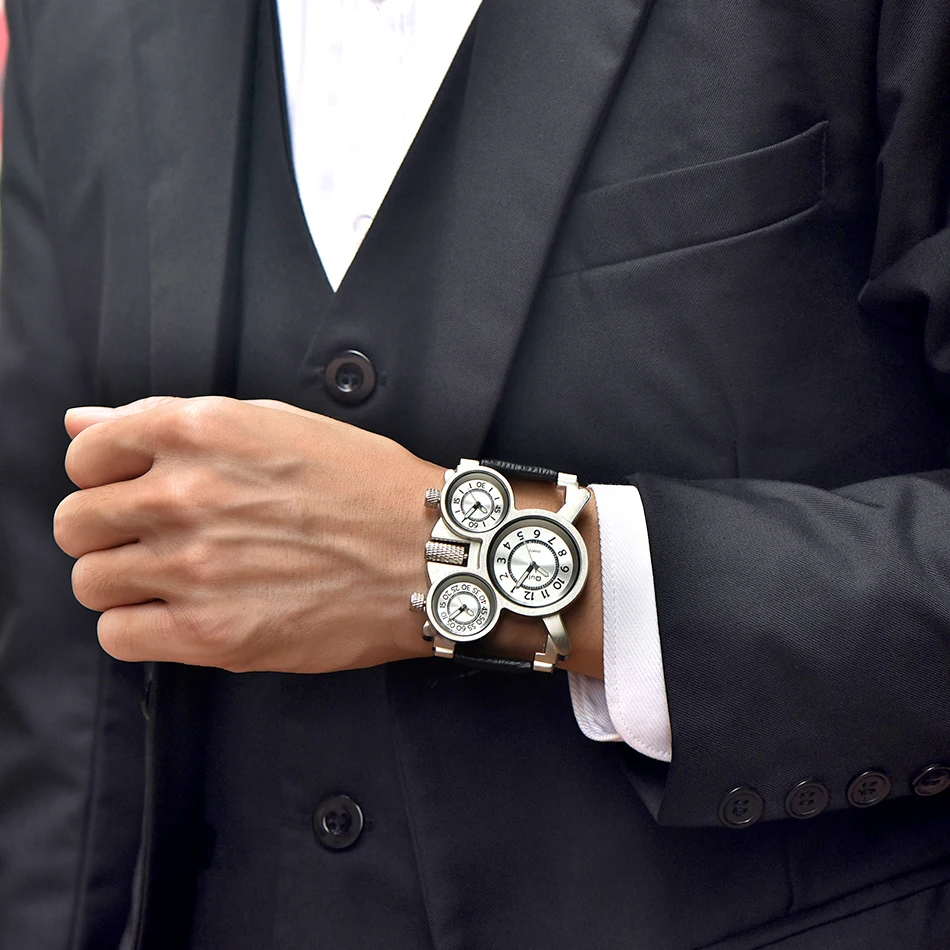 OULM Vintage 3 Zaman Bölgeli B - Leather Watch Band Men incelemesi ve fiyatı