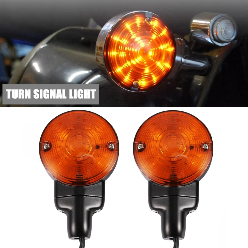 1Pair Motorcycle Front Rear Flat LED Turn Signal Light Amber Indicator Lamp