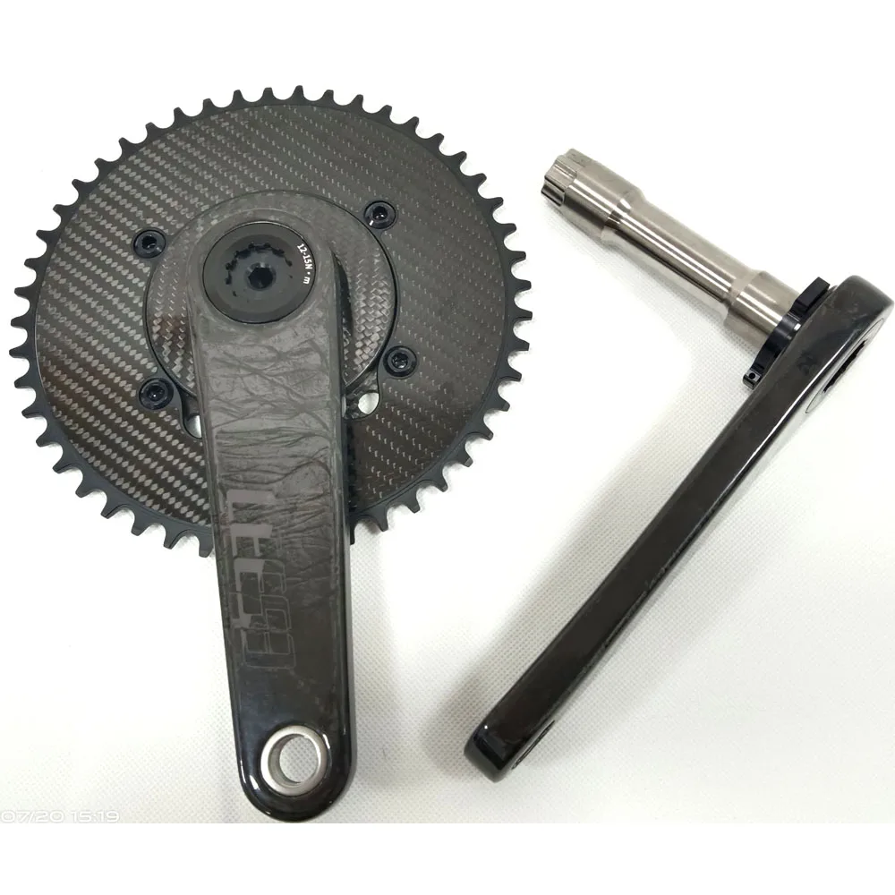 LEESE カーボンクランク チタンスピンドル 24mm 170mm 中古品 Carbon Fiber Crankset 24mm for Shimano Road Bikes
