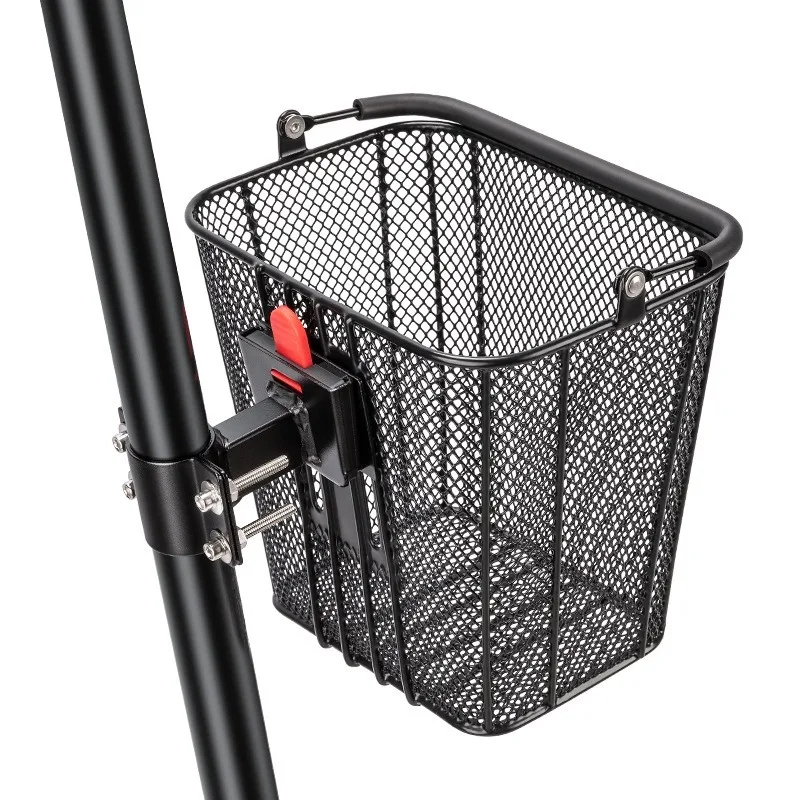 Bicycle Quick Release Basket One Click Detachable Fast Install Iron Mesh Front Bike Basket with Carry Handle