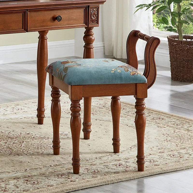 Taburete de maquillaje de madera maciza europea Pastora, taburete bajo pequeño para cambiar zapatos, taburete para piano, banco de entrada, puf, taburete para gamers, reposapiés para escritorio