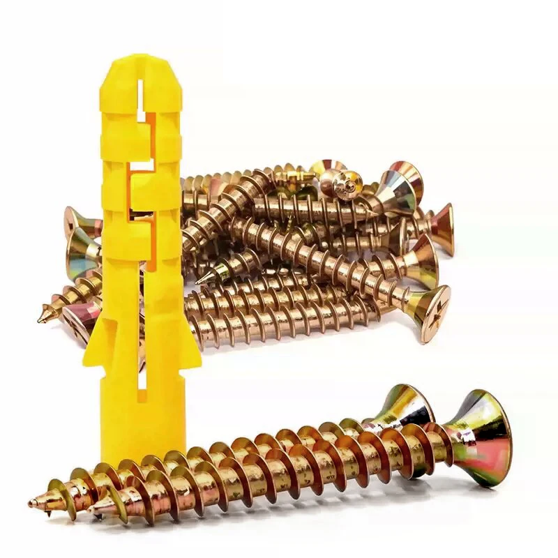 乾式壁アンカー & ネジ詰め合わせキット 10 個 - プラスチック壁アンカー 50 個 & プラス平頭ネジ 50 個 - M8 亜鉛メッキネジ