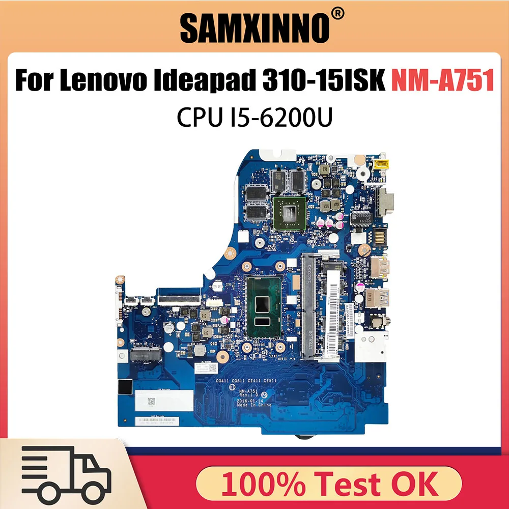 

NM-A751 Notebook Mainboard For Lenovo Ideapad 310-15ISK 510-15ISK Laptop Motherboard With I5-6200U CPU 5B20L35898 4G GPU 15Inch