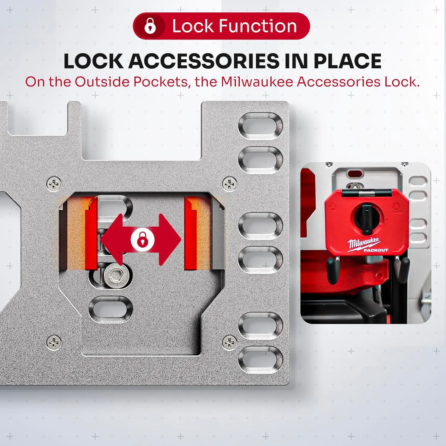 Plaque de montage compatible avec les supports d'outils Milwaukee Packout, accessoires Packout pleine et demi-taille, argent