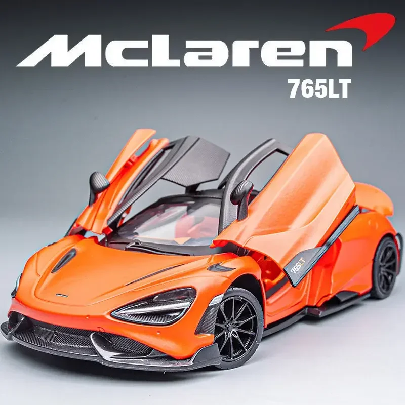 1:31 McLaren 765LT Supercar Alloy Diecasts & Toy Vehicles Metal Toy Car Model Sound and light Collection Toy